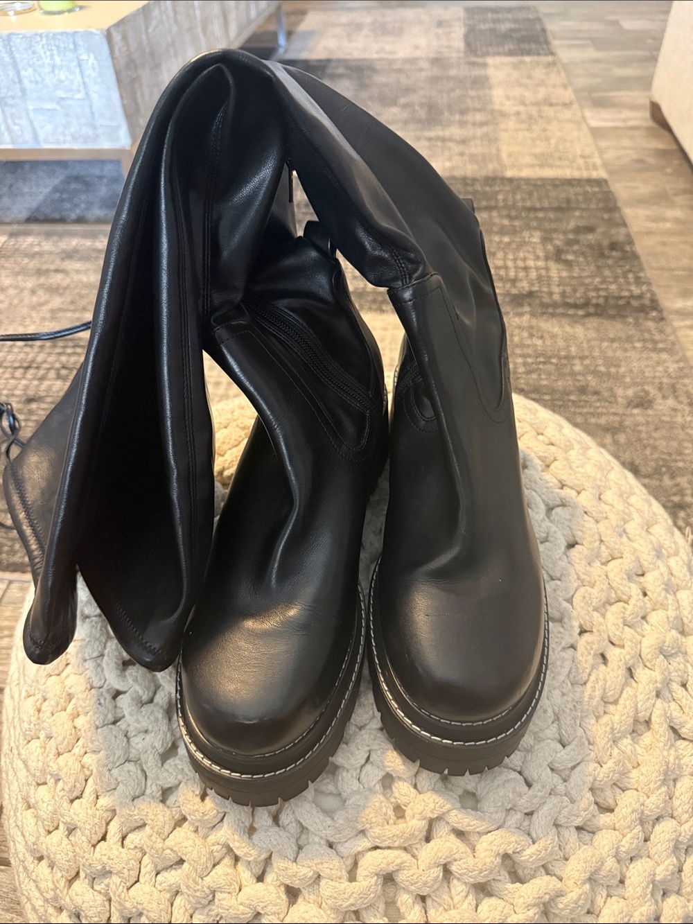 Gianni Bini Over-the-Knee Lace-Up Boots in black. Used. Very good condition